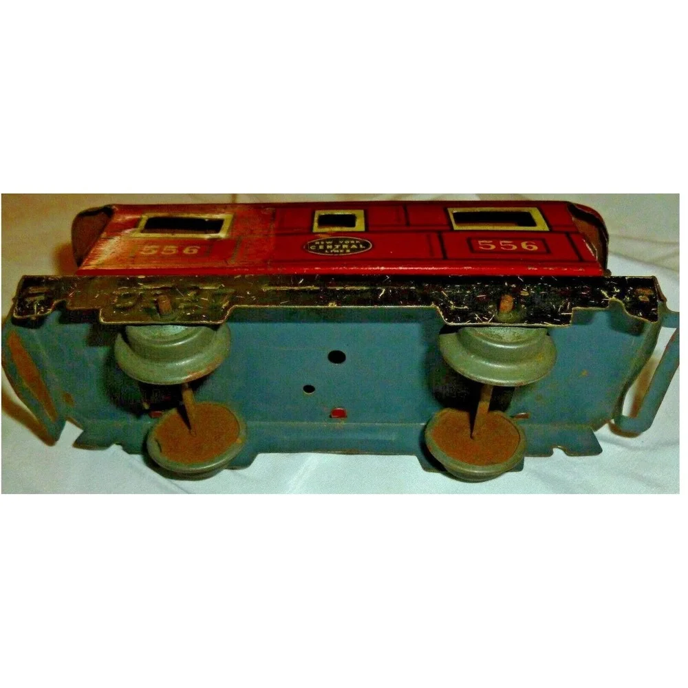 Vintage Marx New York Central Lines 556 Tin Litho Red Caboose Toy Train‎ Car